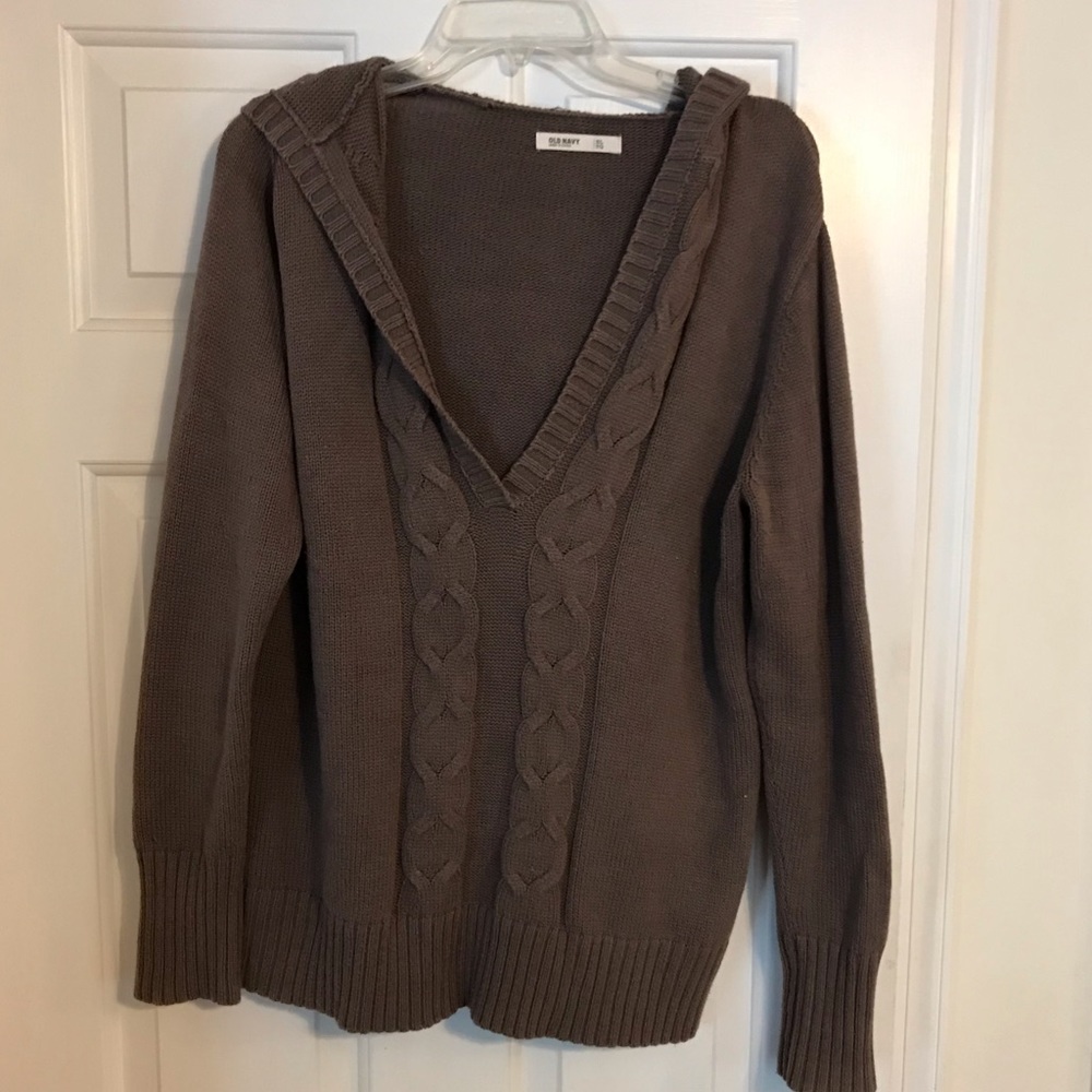 Dark brown V-neck sweater